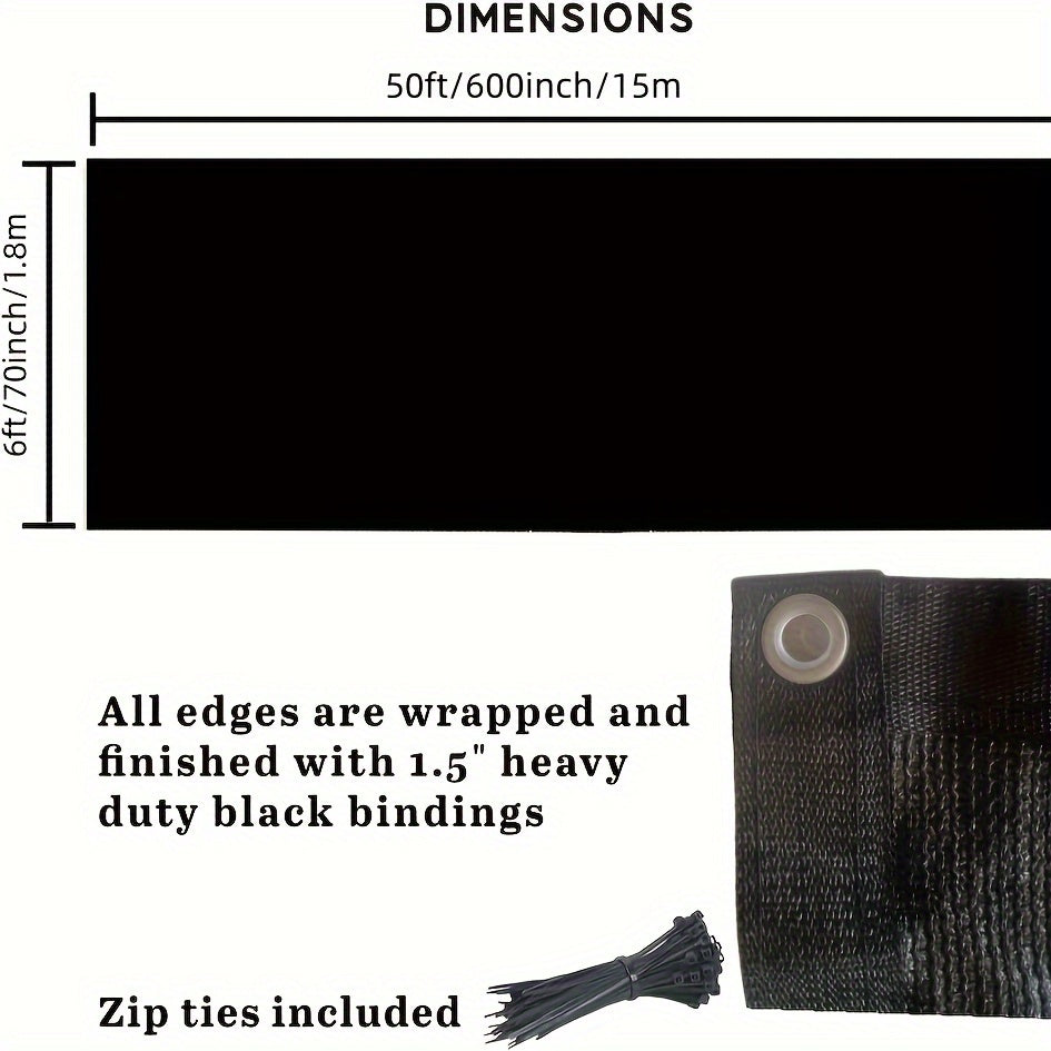 Black Plastic Mesh Garden Privacy Screen UV Resistant Wind Blocker Grommets Cable Ties