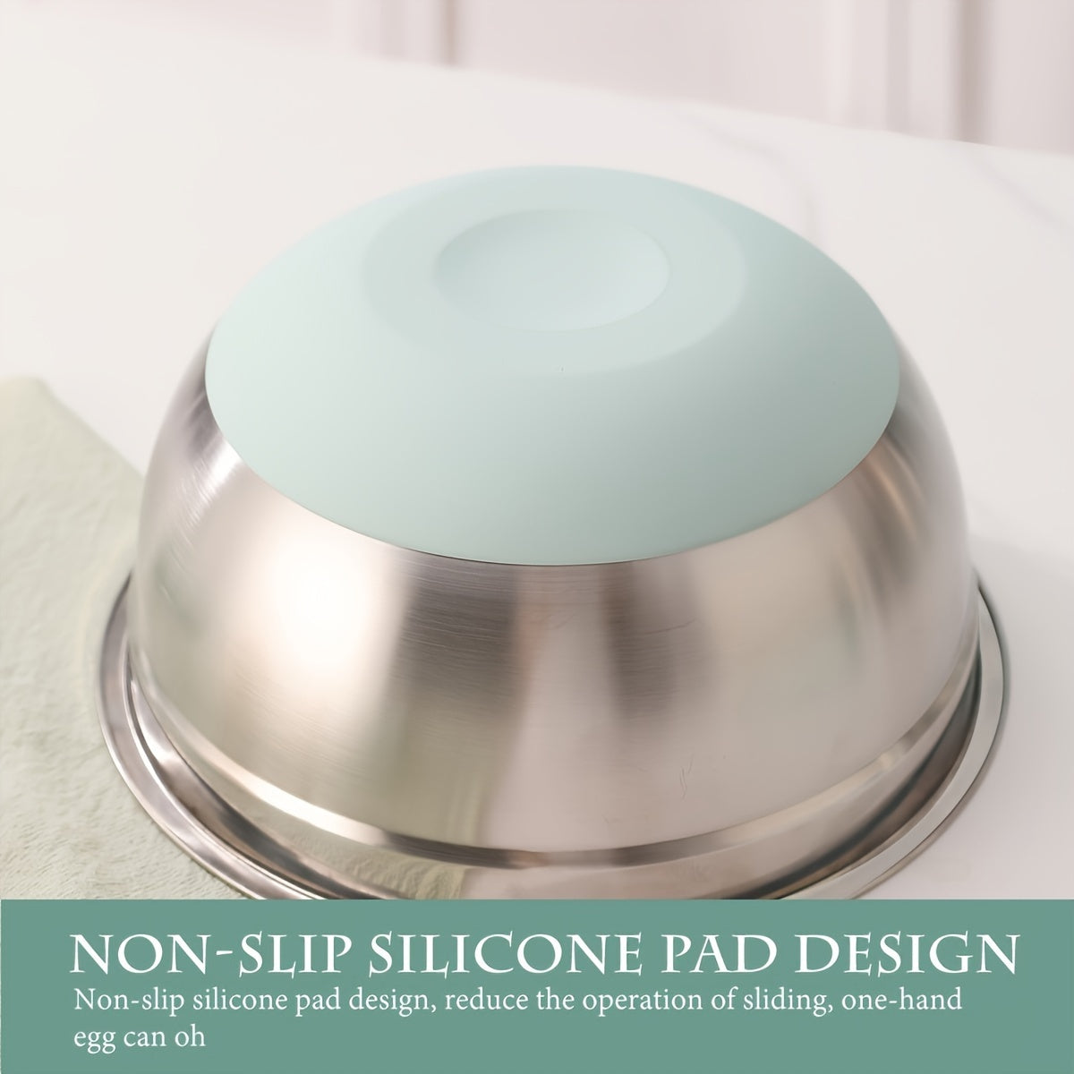 Set of 6 Stainless Steel Mixing Bowls with Lids and Nested Graters Non-Slip Silicone Bottoms