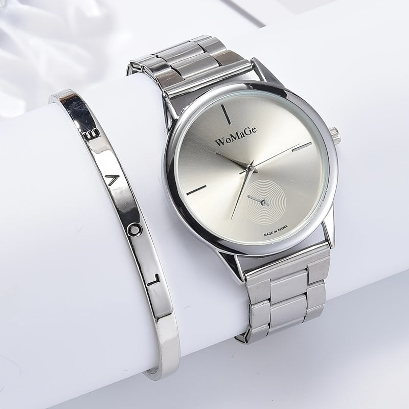 Pair of 2 Shiny Quartz Watches for Women and Men Stylish Analog Timepieces