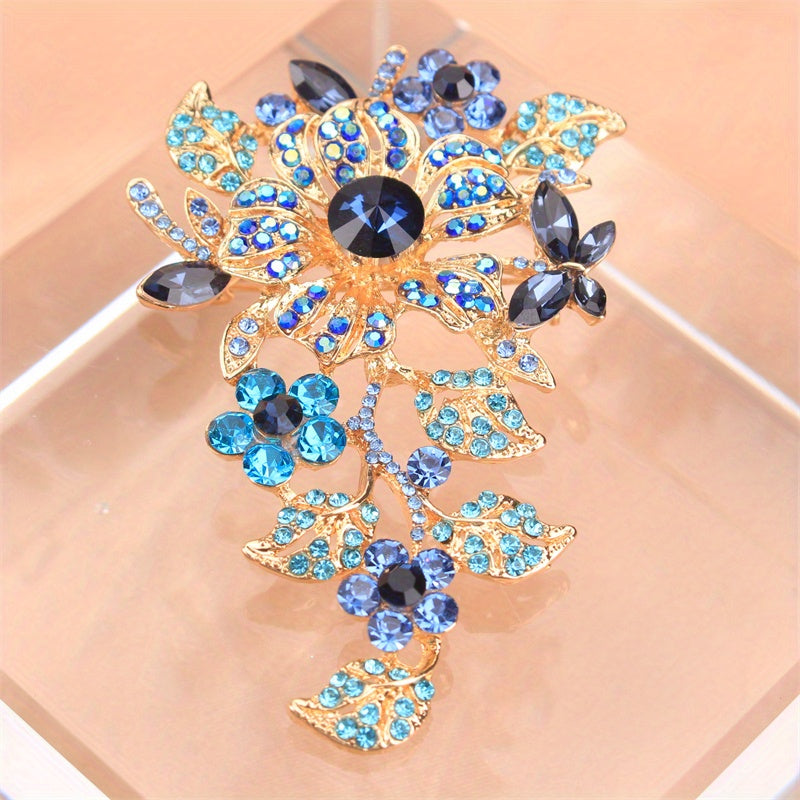 Rhinestone Floral Brooch Faux Flower Pin for Outfits Purses Hats Unconventional Shape