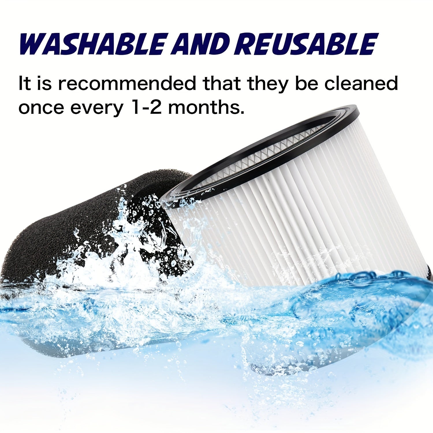 Yuqori samarali chang filtrlari - 90304 do'kon vakuum filtrlari uchun universal 4 ta to'plam, mustahkam, qayta ishlatiladigan va ko'p modellarga mos keladi - qora