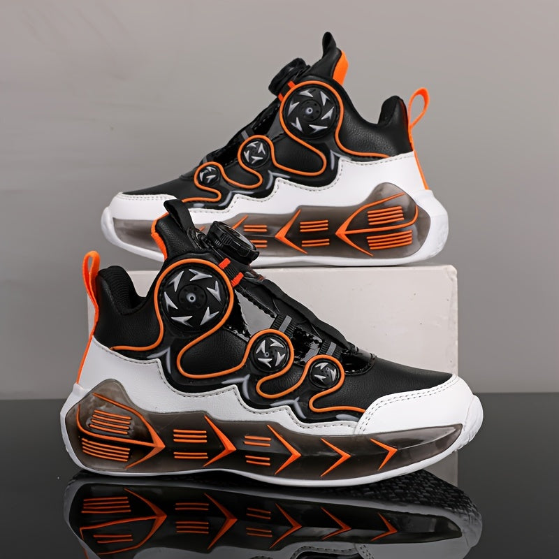 Boys Waterproof Spring Sneakers with Rotating Buckle and Anti-Slip Soles for Outdoor Activities