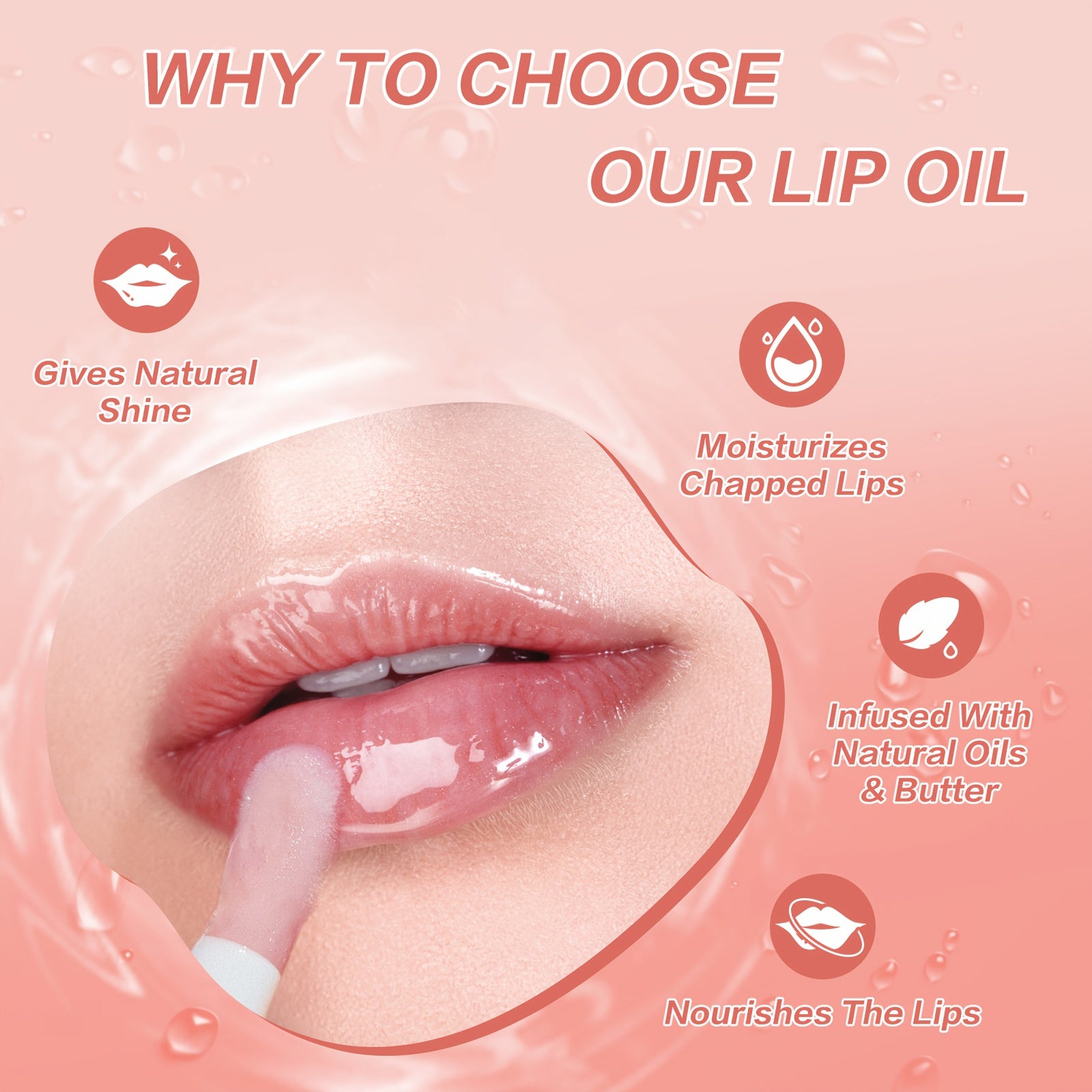 Women's 4-Color Moisturizing Lip Oil Hydrates Nourishes Brightens