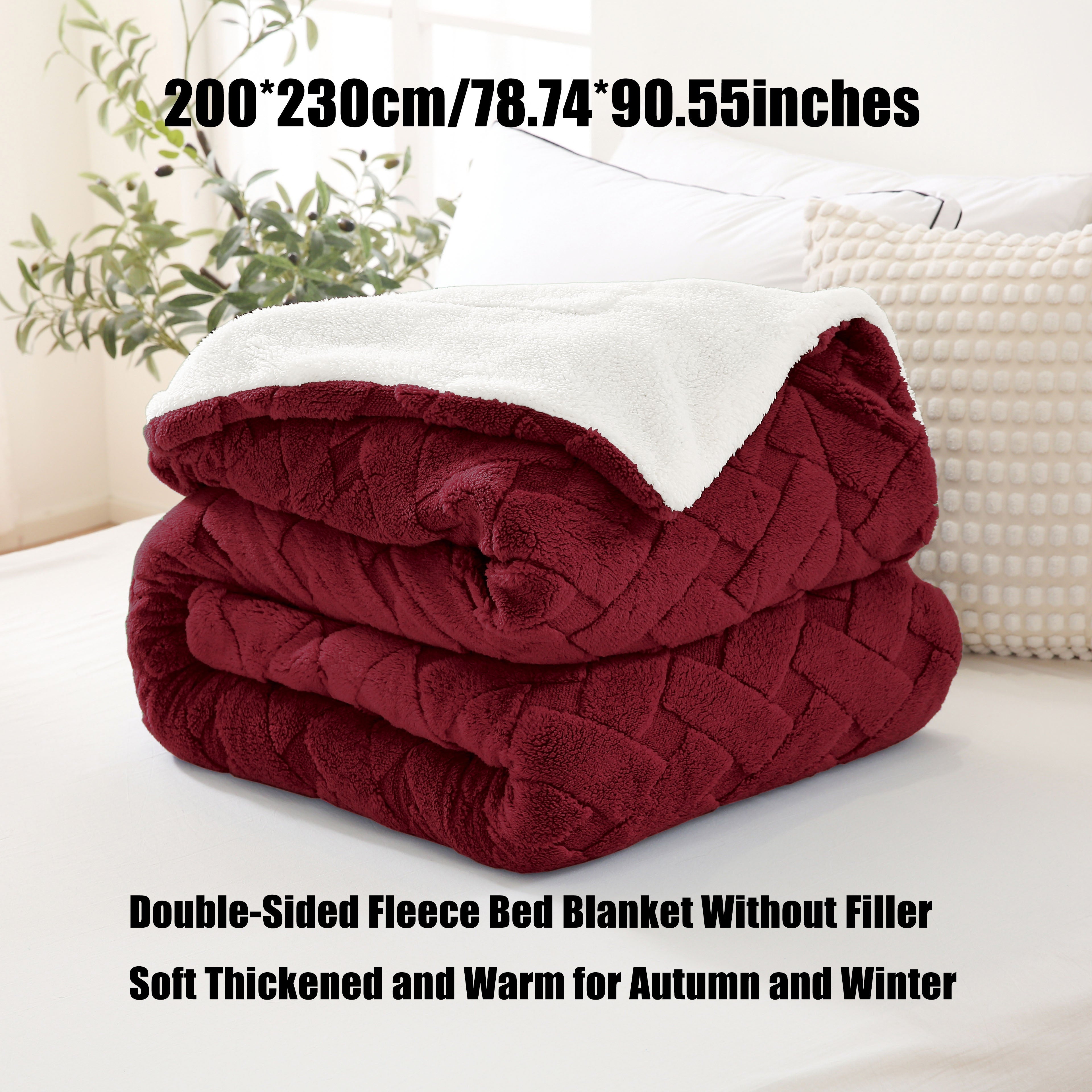 Sherpa Argyle Christmas Blanket Soft Warm Cozy Double-Layer for Bedroom Sofa Office