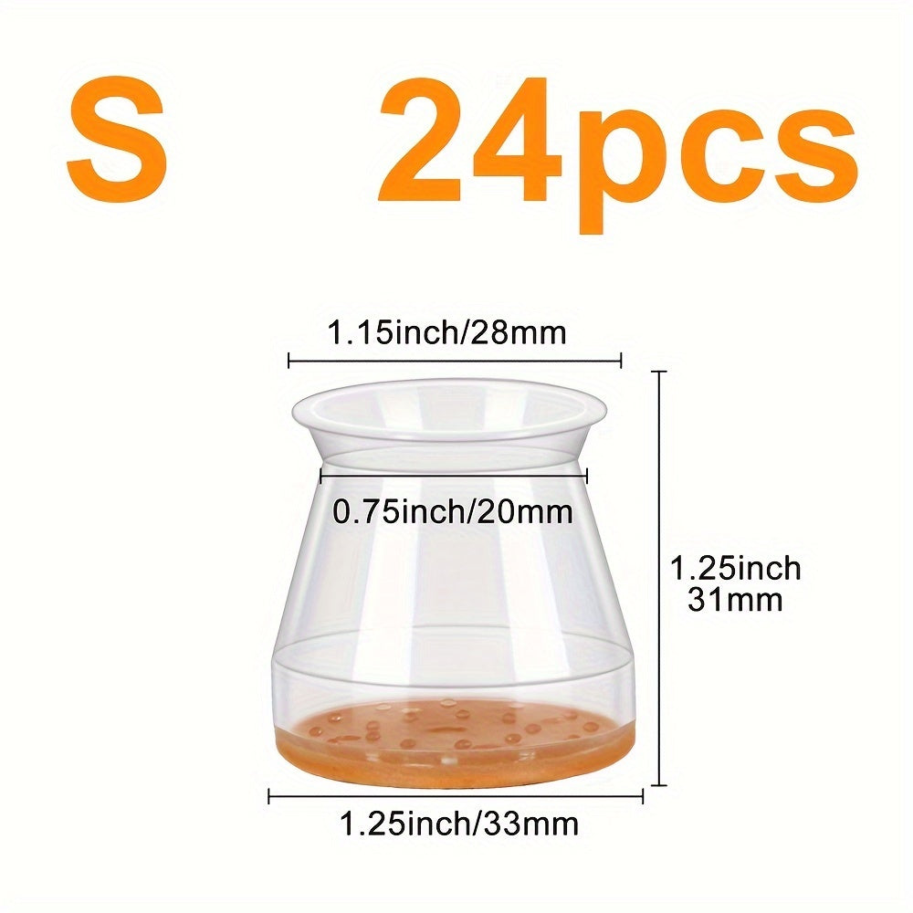 24 Pcs Silicone Chair Leg Caps with Felt for Large Round Legs Floor Protectors