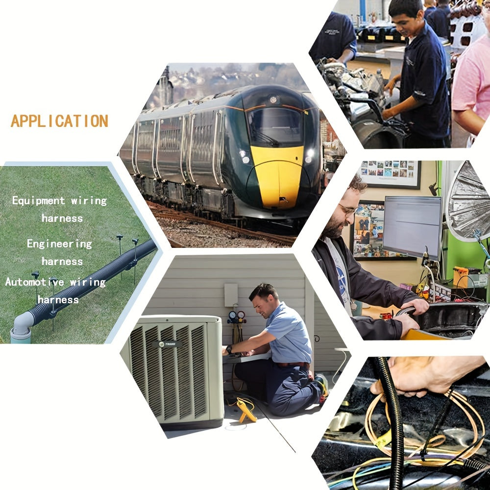 2 Pieces 3m Black Corrugated Non-Split Conduit for Automotive and Indoor Wiring