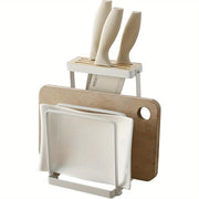 Metal Knife Block Organizer for Kitchen Cabinet, Universal Cutting Board Storage