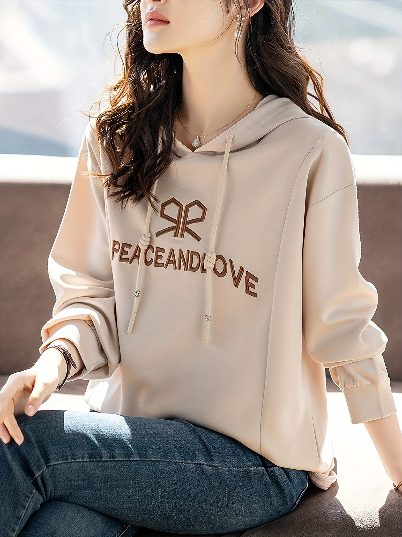 Women's Embroidered Hoodie Long Sleeve Spring Autumn Slim Fit Top