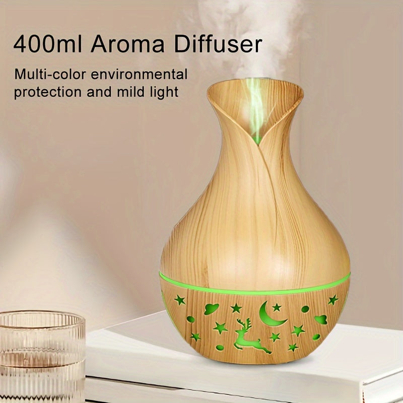 Ultrasonic Humidifier with LED Night Light and Wooden Design for Room Use