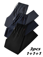 3-Pack erkaklar uchun katta o'lchamdagi tasodifiy shimlar, 100% polyesterdan tayyorlangan, zipper tafsiloti, oddiy moslashuv, ozgina cho'zilish va bahor/yaz uchun bir rangda.