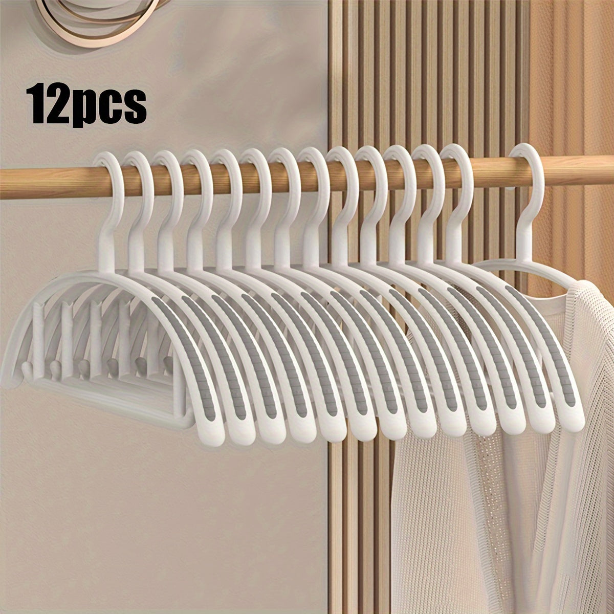 24-Pack White Plastic Clothes Hangers Non-Slip Wide Shoulder Space-Saving Heavy-Duty