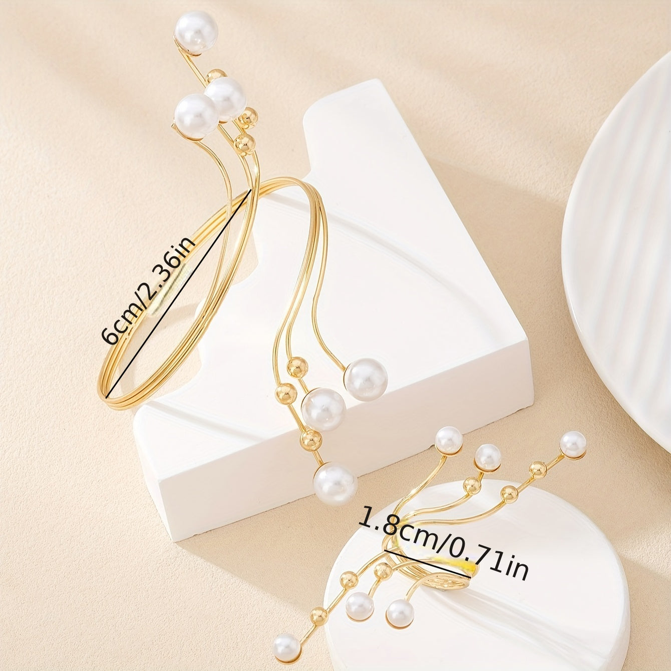 Jewelry Set with Pearl Bracelet and Ring for Festivals and Events