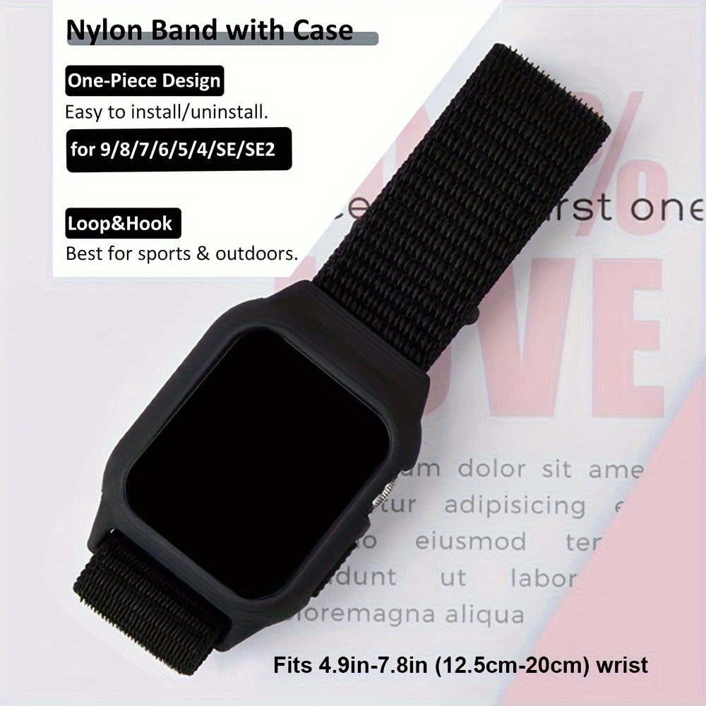 Ремешки из нейлона с TPU-кейсом для Apple Watch 38мм 40мм 41мм 42мм 44мм 45мм дышащий ремешок