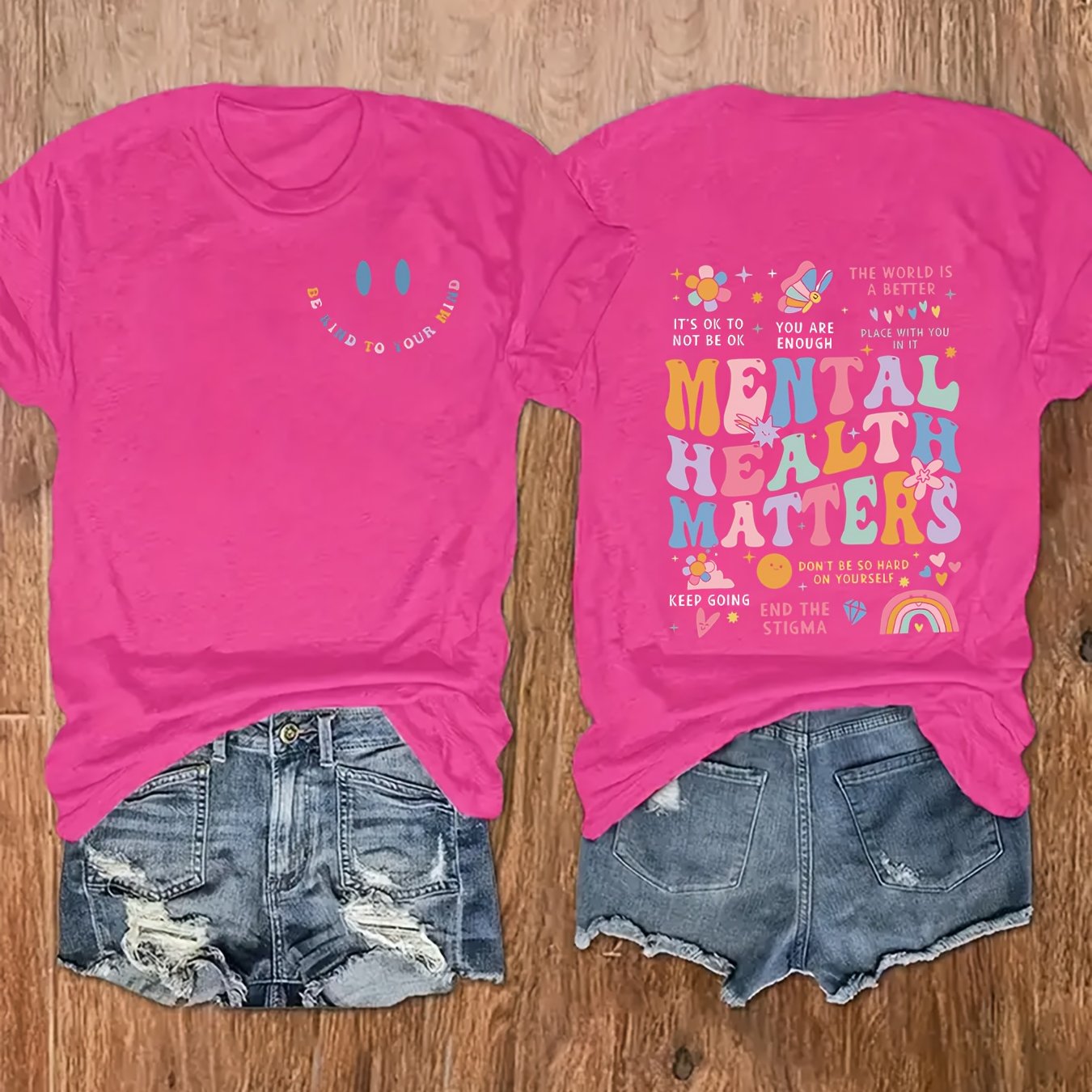 Plus Size Women's Graphic T-Shirt Bright Pink Short Sleeve Casual Top