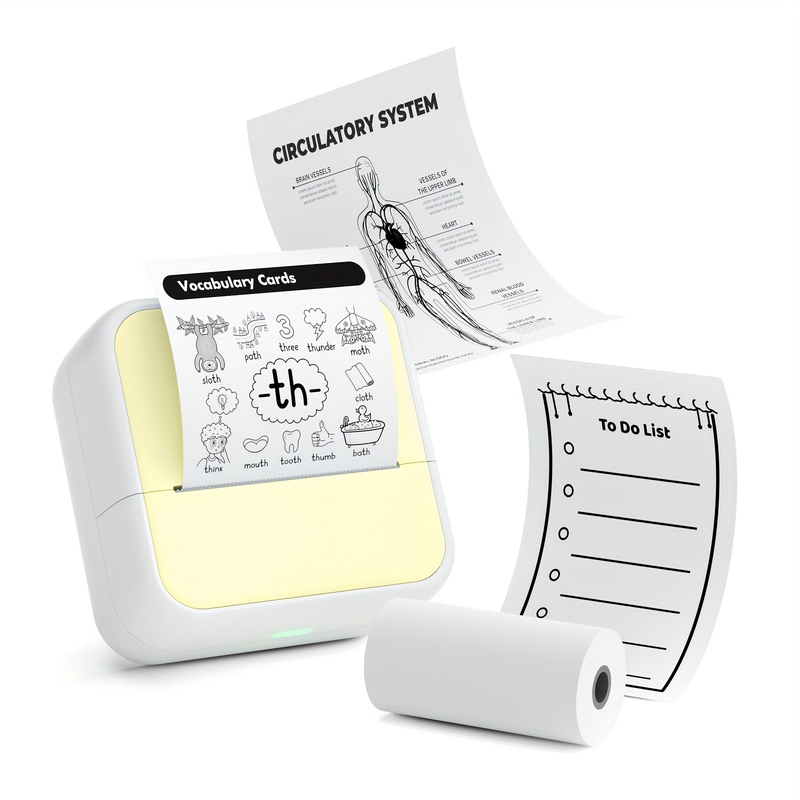 Portable Thermal Label Printer Wireless Battery-Powered for Android iOS Monochrome