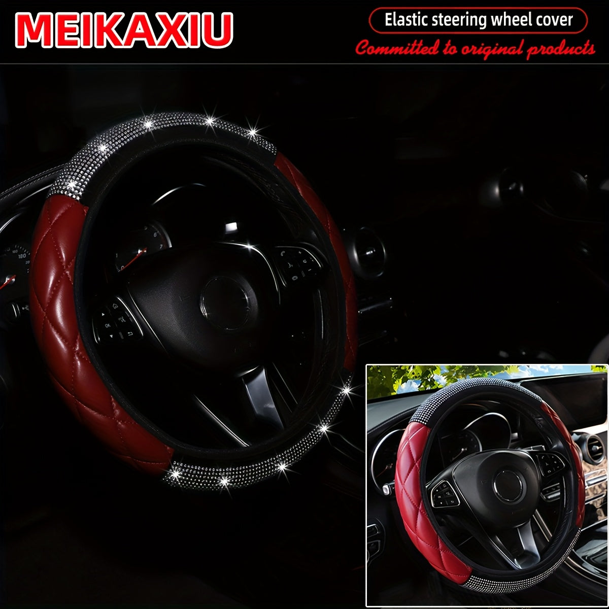 Avtomobil boshqaruv g'ildiragi qopqog'i to'plami yumshoq faux charm 37-38 sm uch o'lchovli