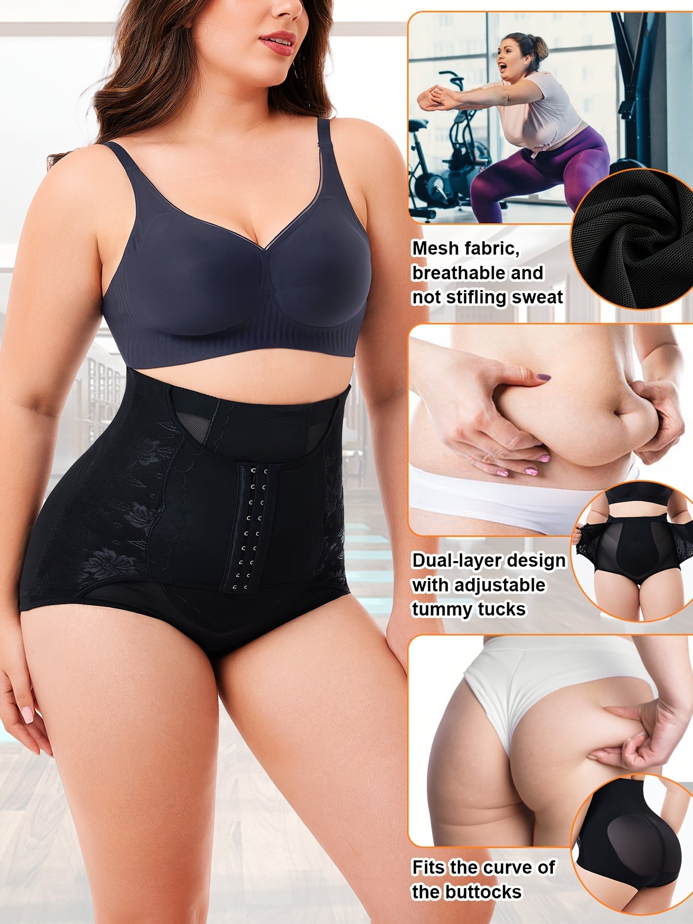Women's Breathable Mesh Shapewear Bottoms with Butt-Lifting and Adjustable Belt