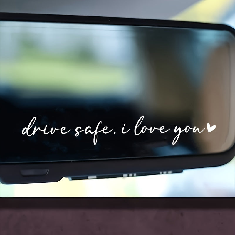 Drive Safe Love Heart Mirror Decal Plastic Adhesive Sticker 11cm Vehicle Interior