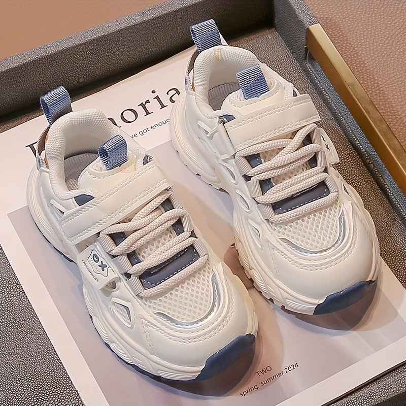 Kids' Mesh Sneakers with Strap Closure for Boys and Girls, Low Top, Rubber Sole