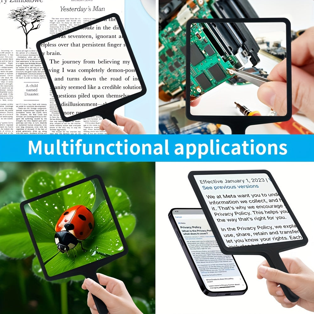 5x Flat Lens Pocket Magnifier No Battery Needed Handheld Jewelry Reading Gift