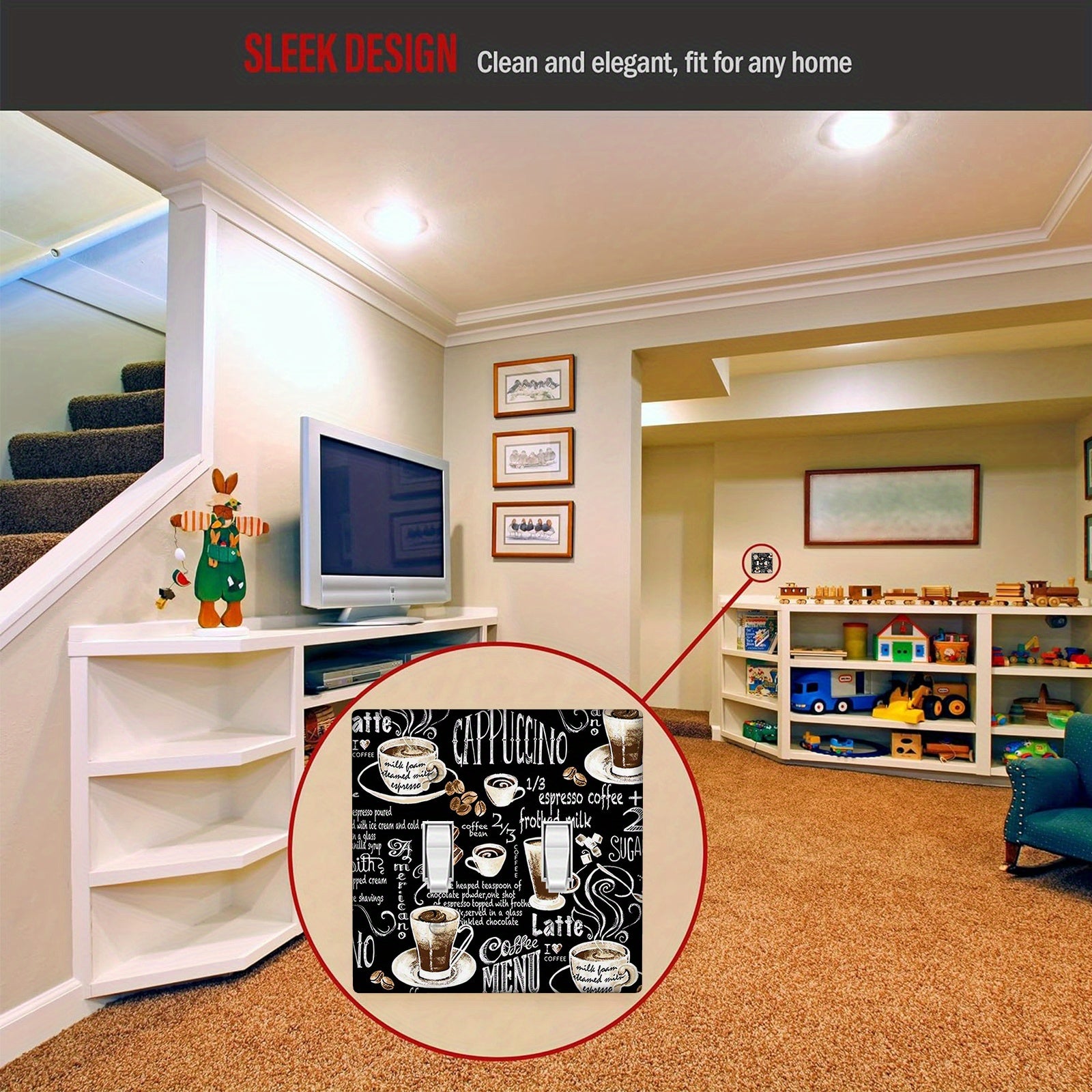 Placa decorativa de pared para dormitorio y cocina, de 1 o 2 módulos con patrón de café