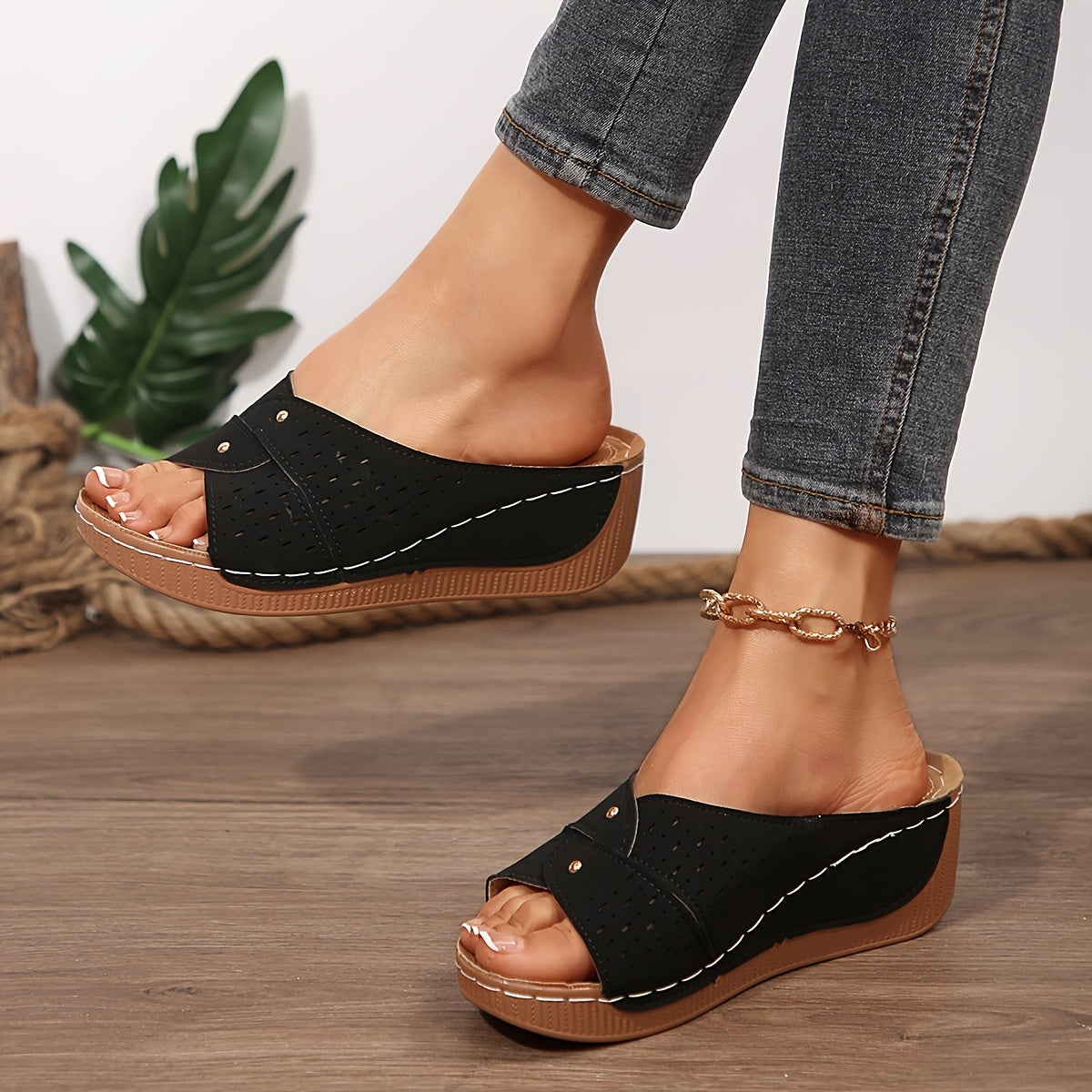 Ayollar uchun bir rangli slaydlar, qulay arka qo'llab-quvvatlash, kundalik yozgi poyabzal