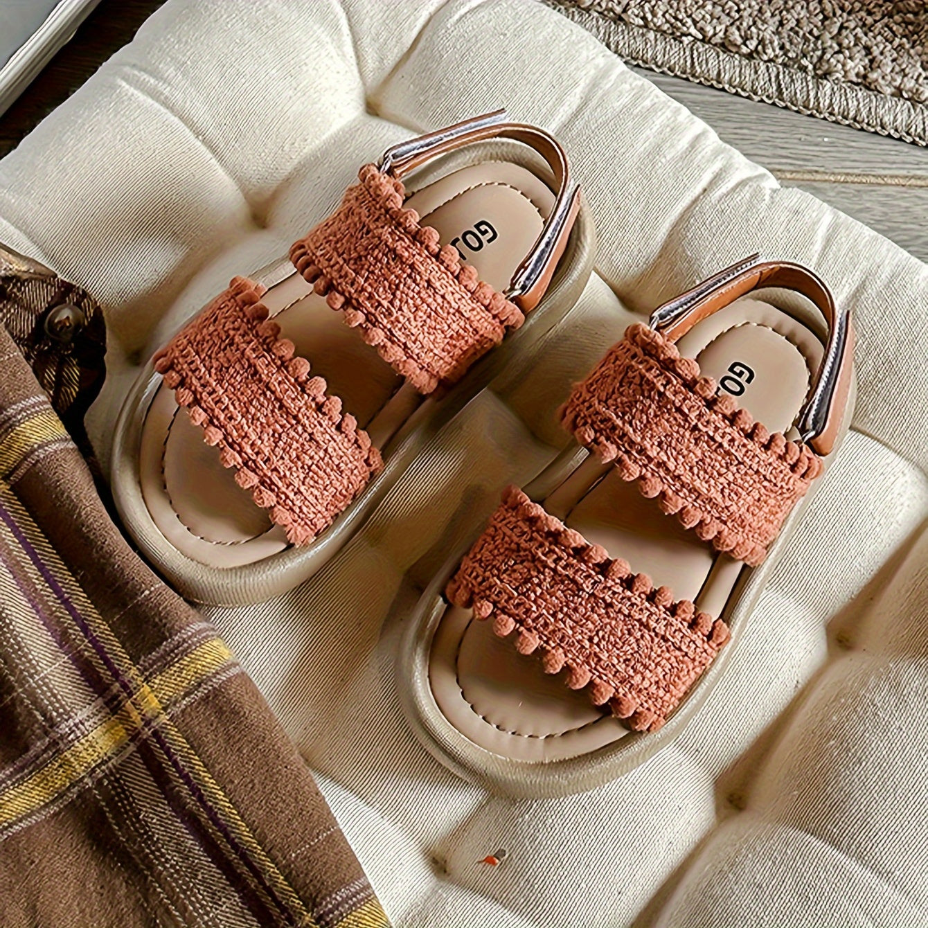 Летние сандалии с открытым носком для девочек, дышащая ткань, резиновая подошва, повседневная обувь