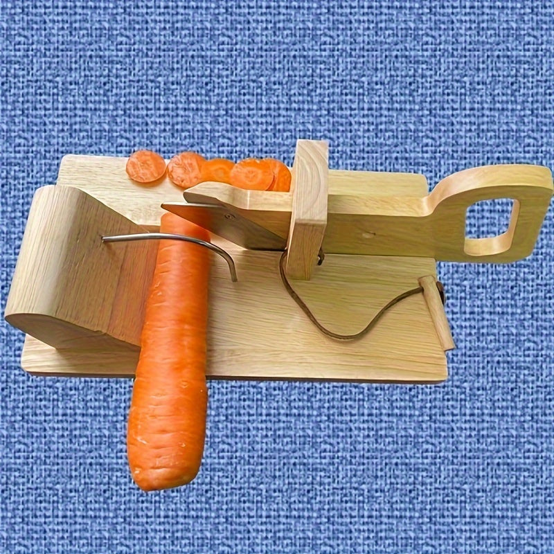 Manual Oak Wood Fruit and Vegetable Chopper with Stainless Steel Ham Slicer