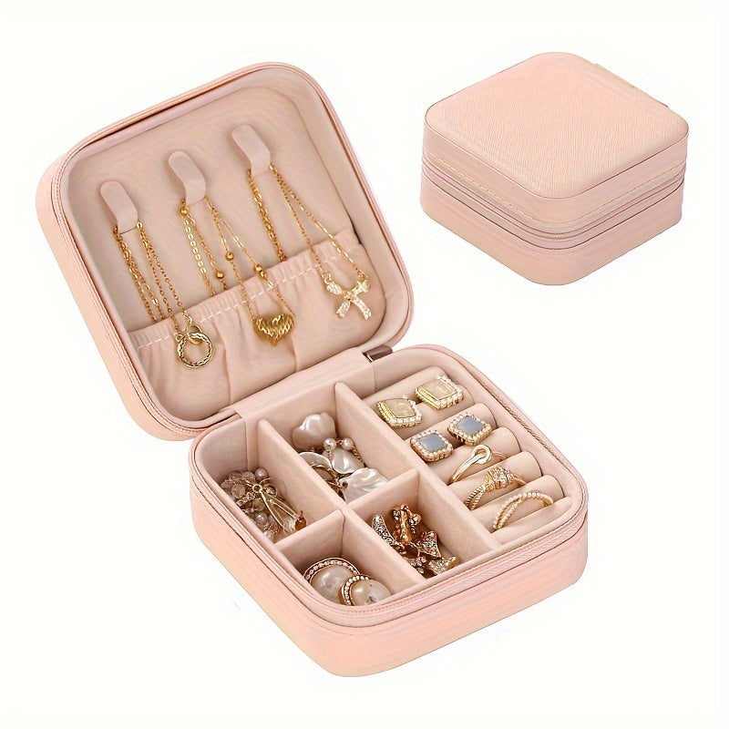 Caja organizadora portátil para joyas para pendientes, collares y anillos, almacenamiento de viaje