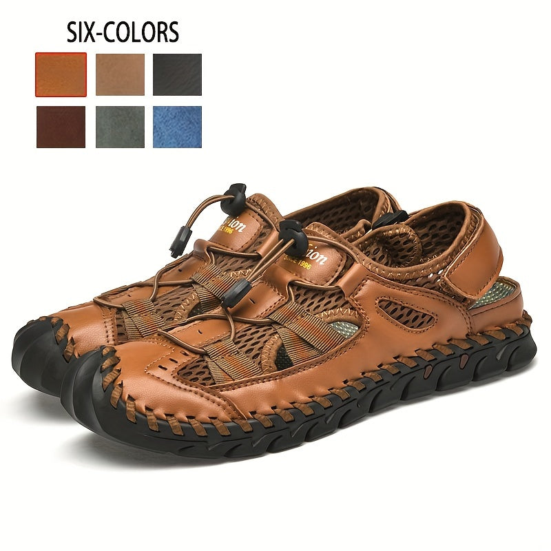 Men's Mesh Sandals with Adjustable Drawstring for Outdoor Casual Walking