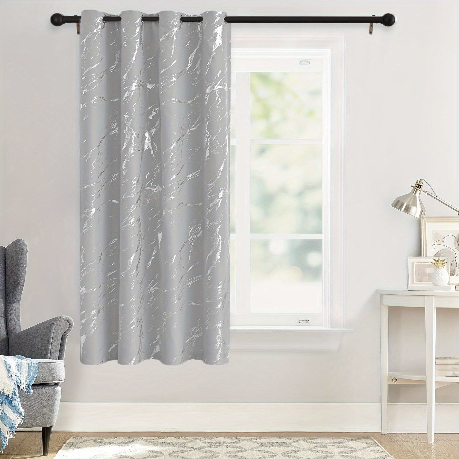 Grey Marble Pattern Curtain for Bedroom Living Room Office Kitchen Modern Classic European Style