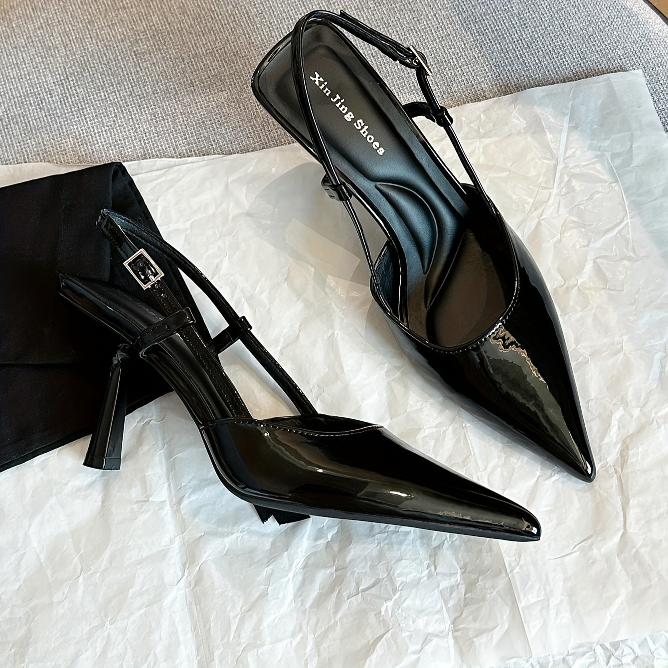 Women's Pointed Toe Stiletto Heels in Red Glossy PU for Formal and Party Wear