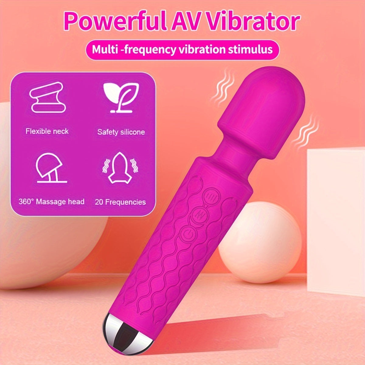 Kattalar ayol uchun qayta tiklanadigan qo'lda elektr orqa massajeri chuqur to'qima tayoq, 20 vibratsiya rejimi