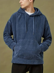 Plus Size Men's Oversized Solid Textured Hoodie for Autumn Winter