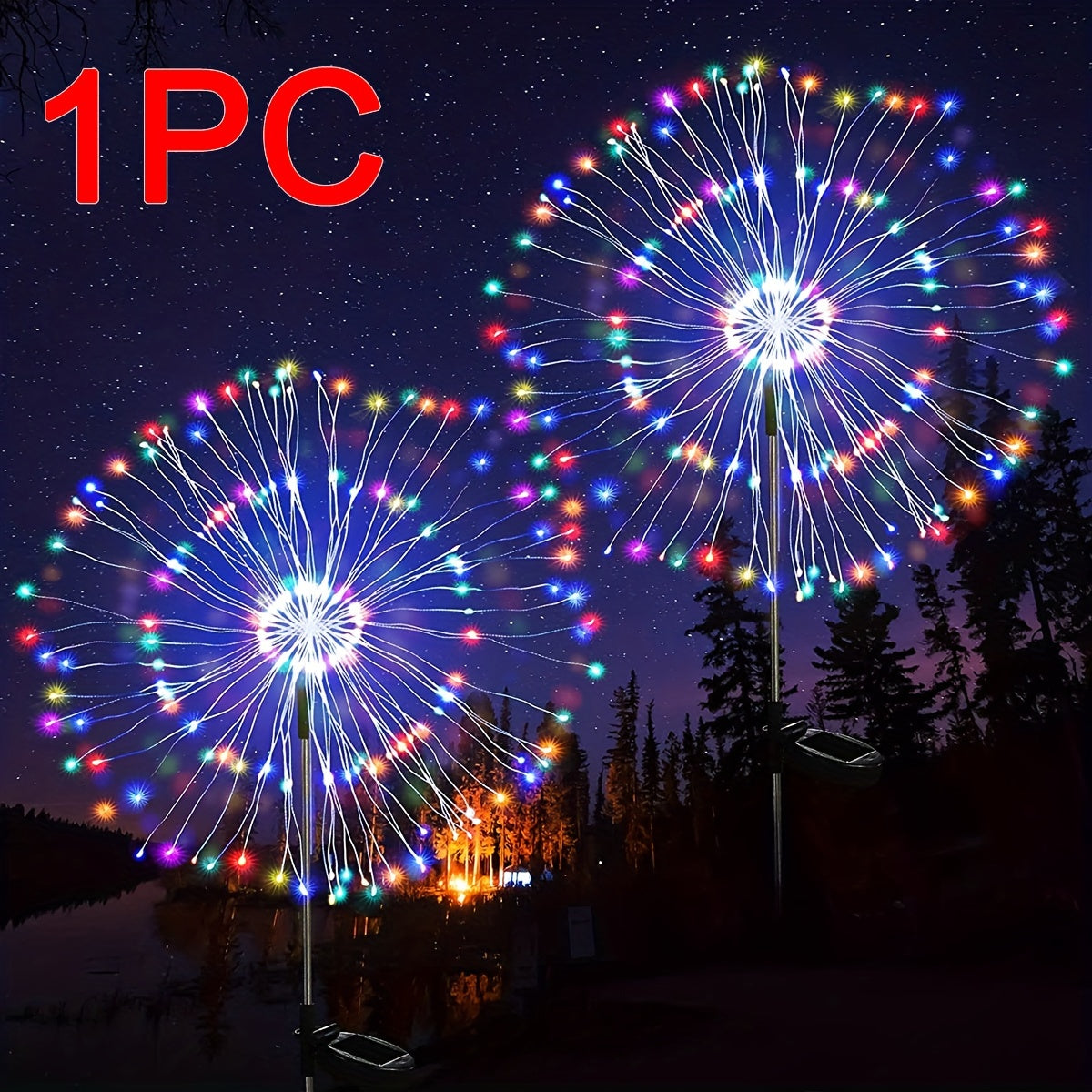 Luces de fuegos artificiales solares con 8 modos, decoración de jardín solar de 200 LED, a prueba de agua IP65
