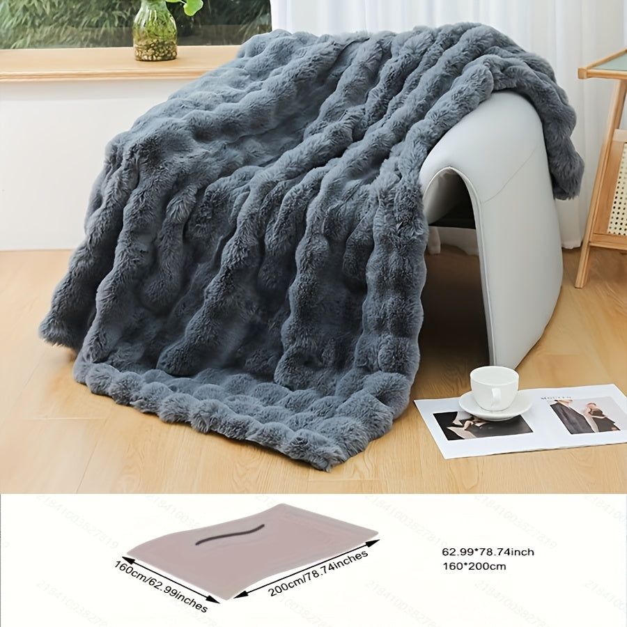 Faux Fur Blanket Double-Sided Tuscany-Inspired Thickened Cozy All-Season Sofa Throw