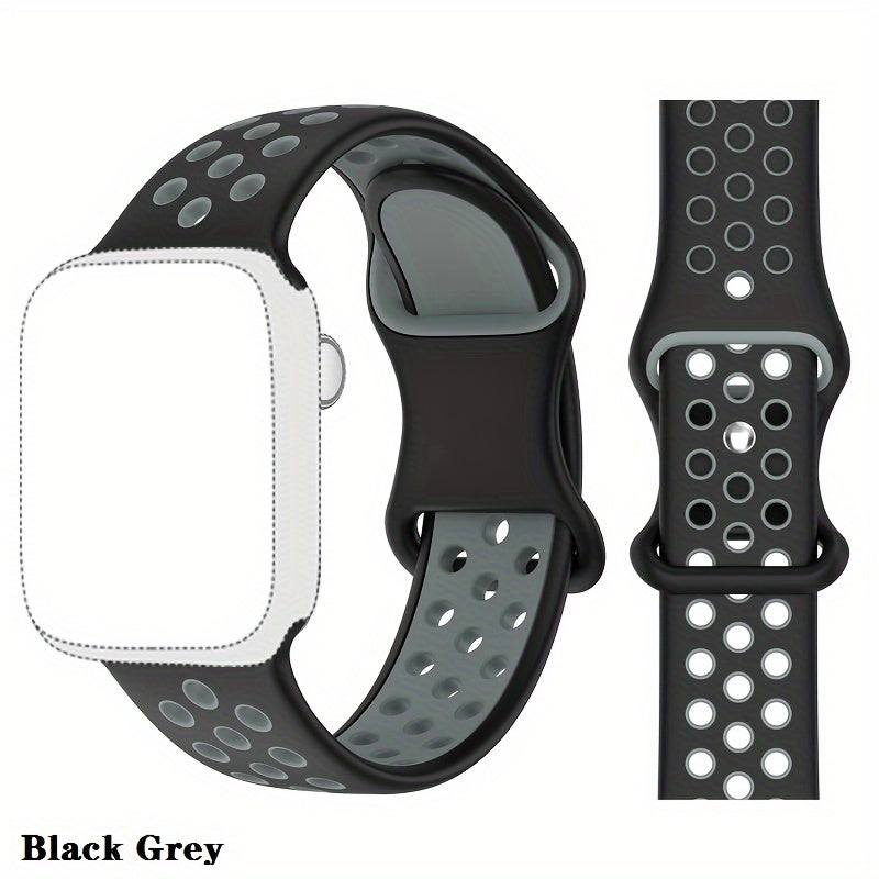 Correa de silicona transpirable para reloj deportivo para Apple Watch 38mm-45mm impermeable, duradera, negra, roja, blanca, azul