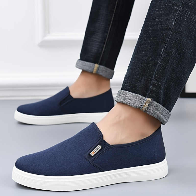 Мужские кроссовки из холста без шнурков, низкий топ, повседневная обувь для весны, лета и осени