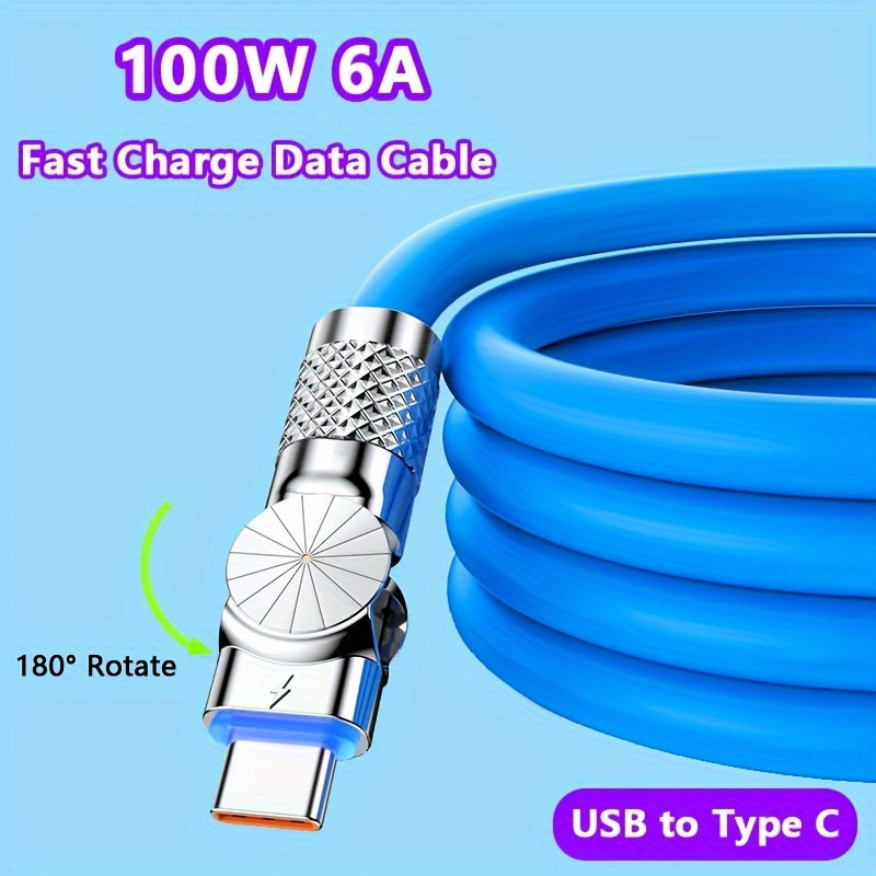 USB-C Fast Charging Cable 100W 6A Durable Liquid Silicone Data Transfer Compatible with Android Phones