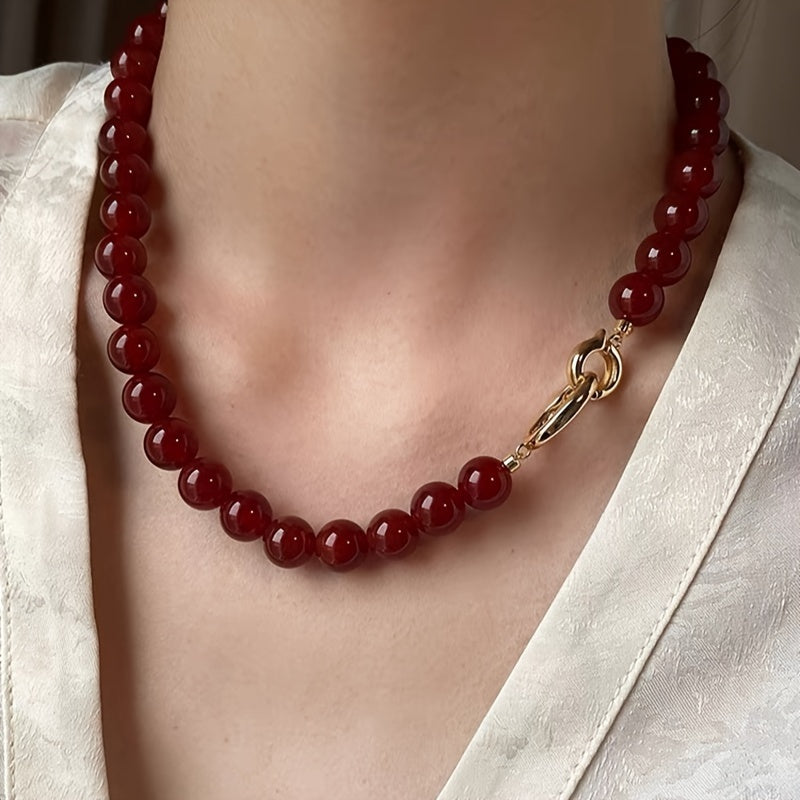 Vintage etnik uslubdagi 2-qismli karneol marjon va bilaguzuk to'plami, tabiiy tosh, 12mm to'plar bilan. Aprel tug'ilgan toshi. Har mavsumda kiyish uchun sun'iy toshdan tayyorlangan. Kundalik, ta'til, Oyning Yangi Yili va bayram ziyofatlari uchun ideal.