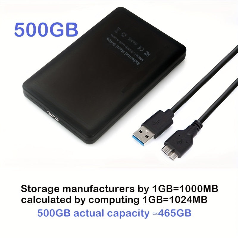 500GB Portable External Hard Drive USB 3.0 Compact Lightweight for PC Laptop