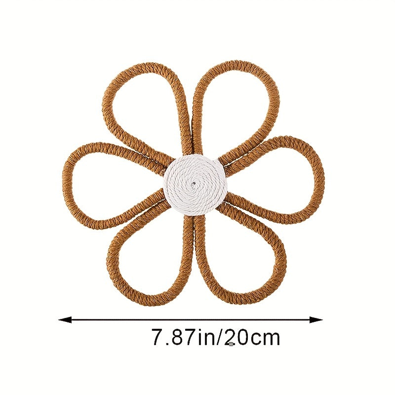 Bohemian Woven Macrame Daisy Wall Decor for Home Office Dorm Room
