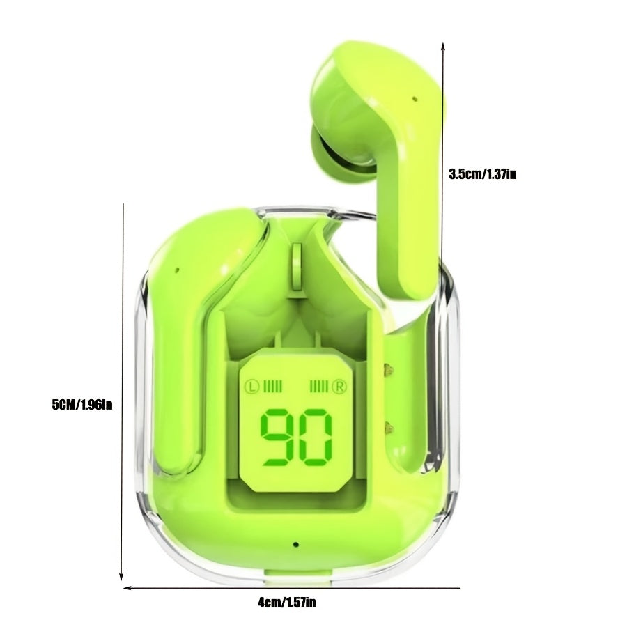 Беспроводные наушники TWS с цифровым дисплеем, светодиодной подсветкой, перезаряжаемой литиевой батареей, конденсаторным микрофоном, управлением громкостью и сенсорным управлением, закрытым типом чашек, USB и Type-C портом.