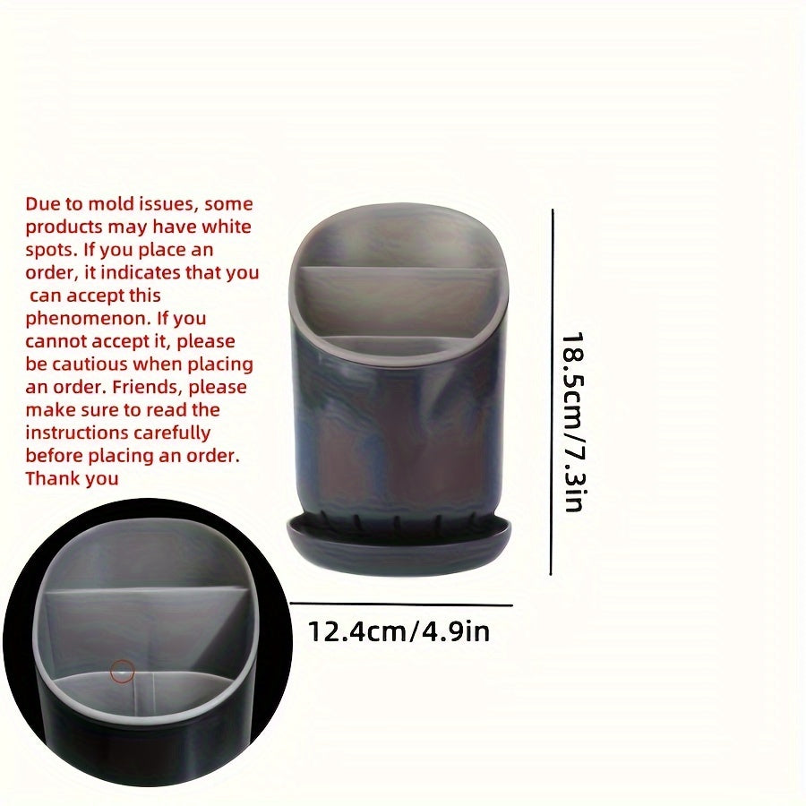 Set of 2 Plastic Kitchen Utensil Holders with Drainage and Flatware Organizer