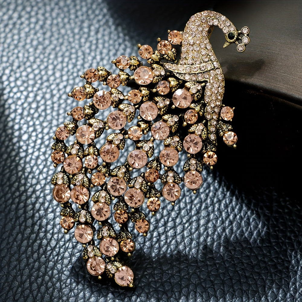 Men's Vintage Peacock Brooch Rhinestones Zinc Alloy Jewelry