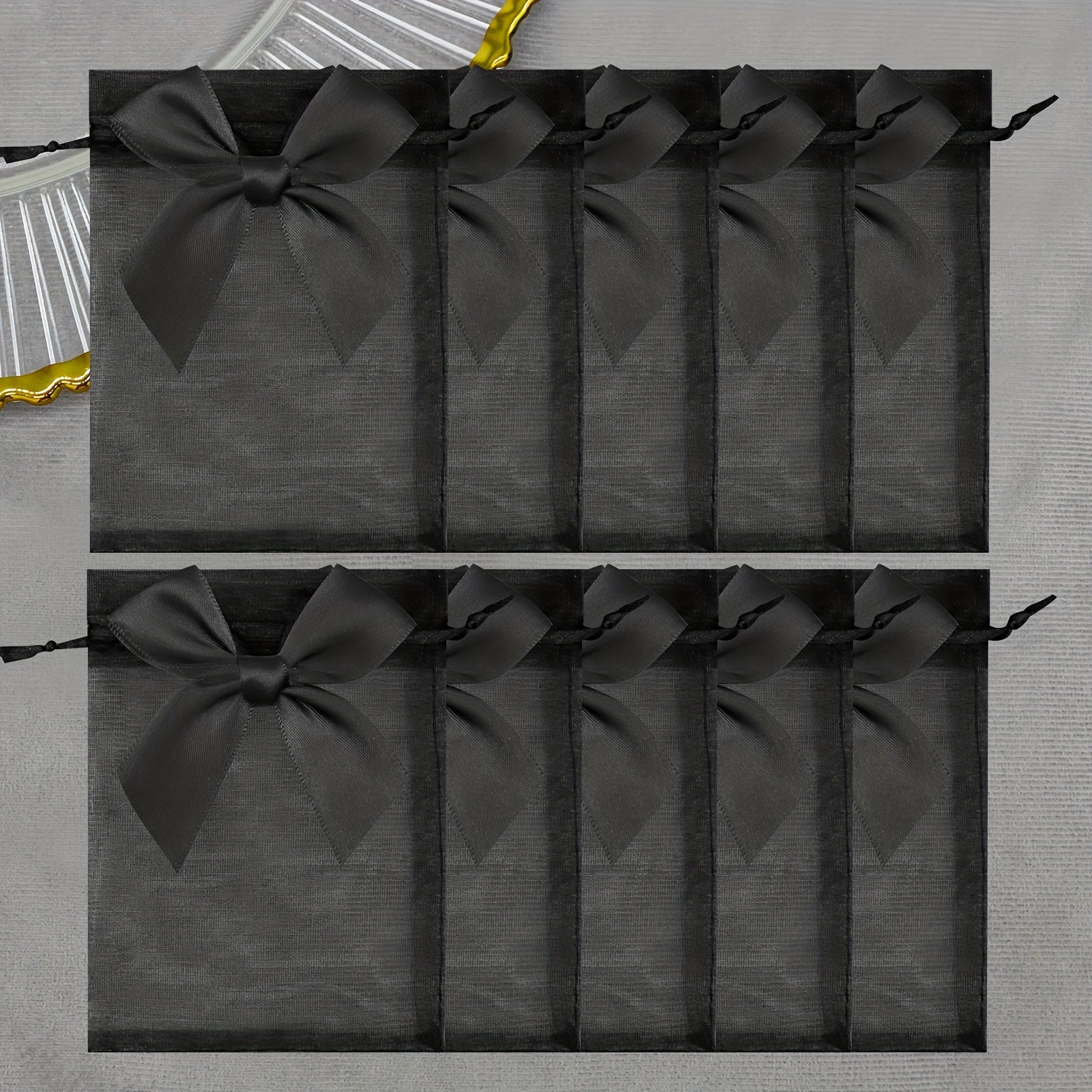 20 ta Sheer Organza sumkalar, tortish uchun ip bilan, zargarlik buyumlari, shirinliklar, to'y sovg'alari uchun, 10cm 12cm