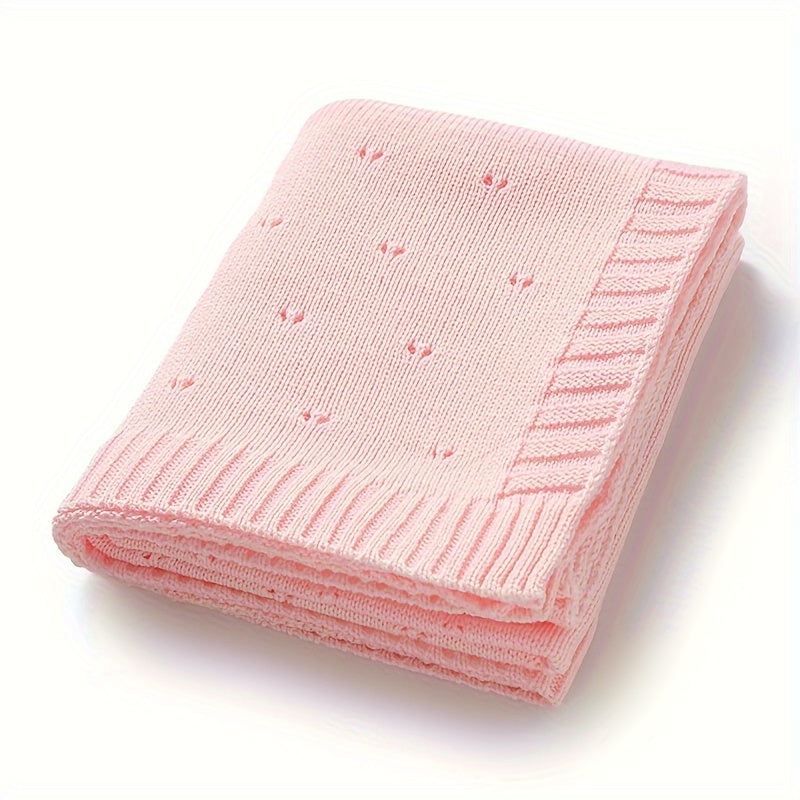 Unisex Breathable Knit Fabric Geometric Pattern Blanket for Home and Travel in White Grey Pink Blue