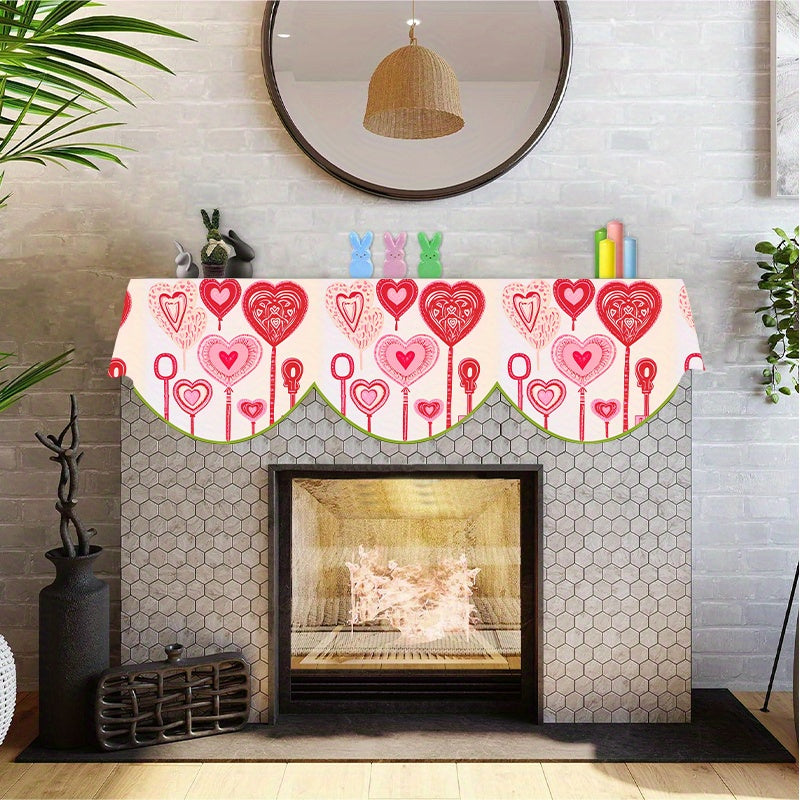 Valentine's Day Fireplace Scarf Cover Love Heart Decor 49.78cm x 199.9cm Polyester