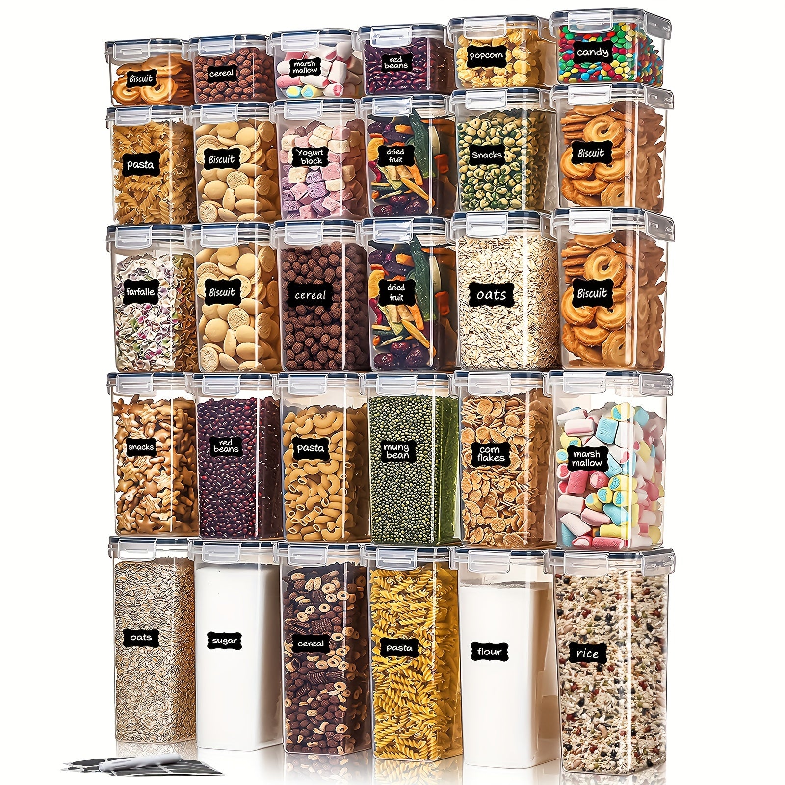 30pcs Airtight Food Storage Containers Set BPA-Free Plastic Canisters for Pantry Organization and Storage