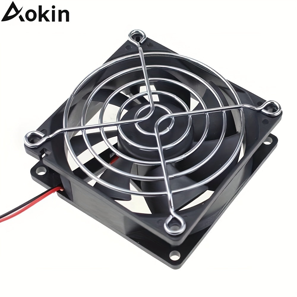 Aokin Высокопроизводительный тихий бесщеточный вентилятор охлаждения, 80x80x25мм, питание от USB, 2800 об/мин, черный с медным радиатором.